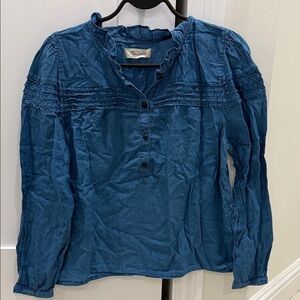 Blue Button-Up Women's Top